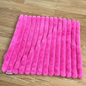 Bright Pink Plush Lumbar Pillow Cover Faux Fur Cozy‎ Decorative Accent